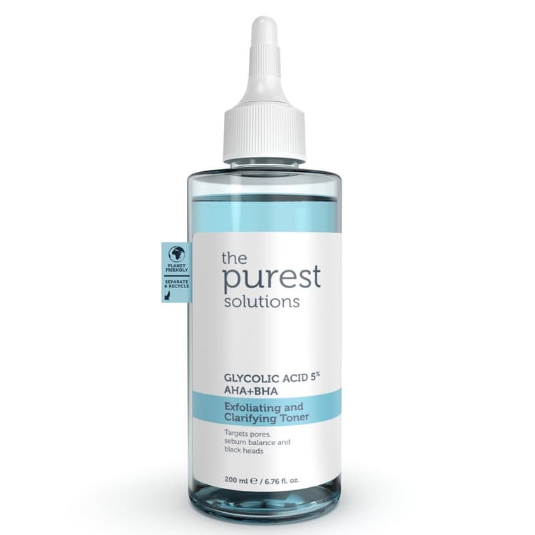 ‏The Purest Solutions Glycolic Acid 5% AHA+BHA Exfoliating And Claryifying Toner تونر من شركة ذا بيورست لتفتيح التصبغات و تحفيز الكولاجين